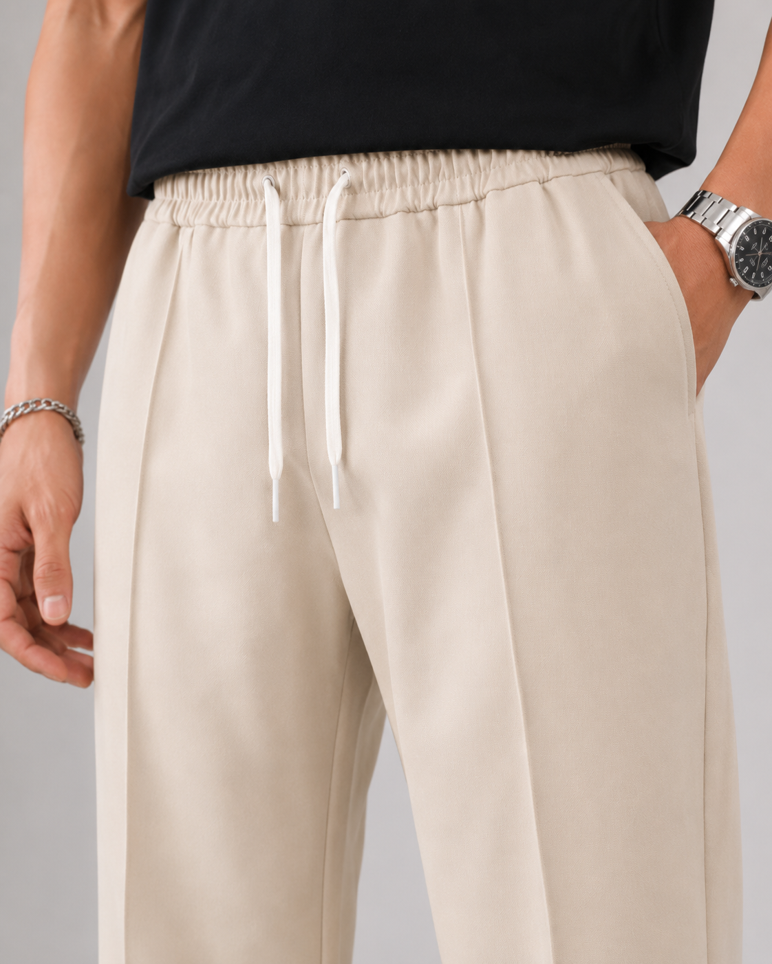 Jeffrey elastic waist drawstring trousers - color options 2