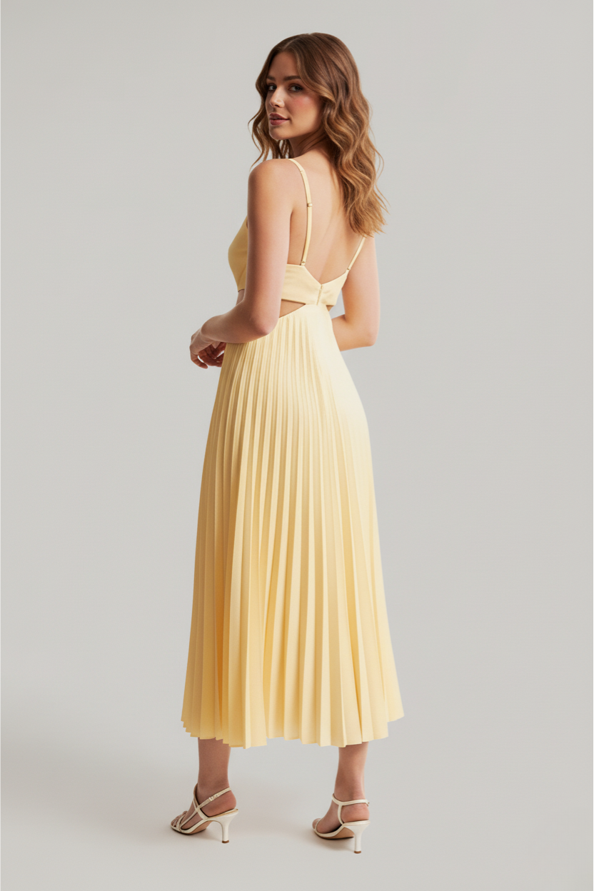 Jennifer | V-Neck Pleated Midi Dress