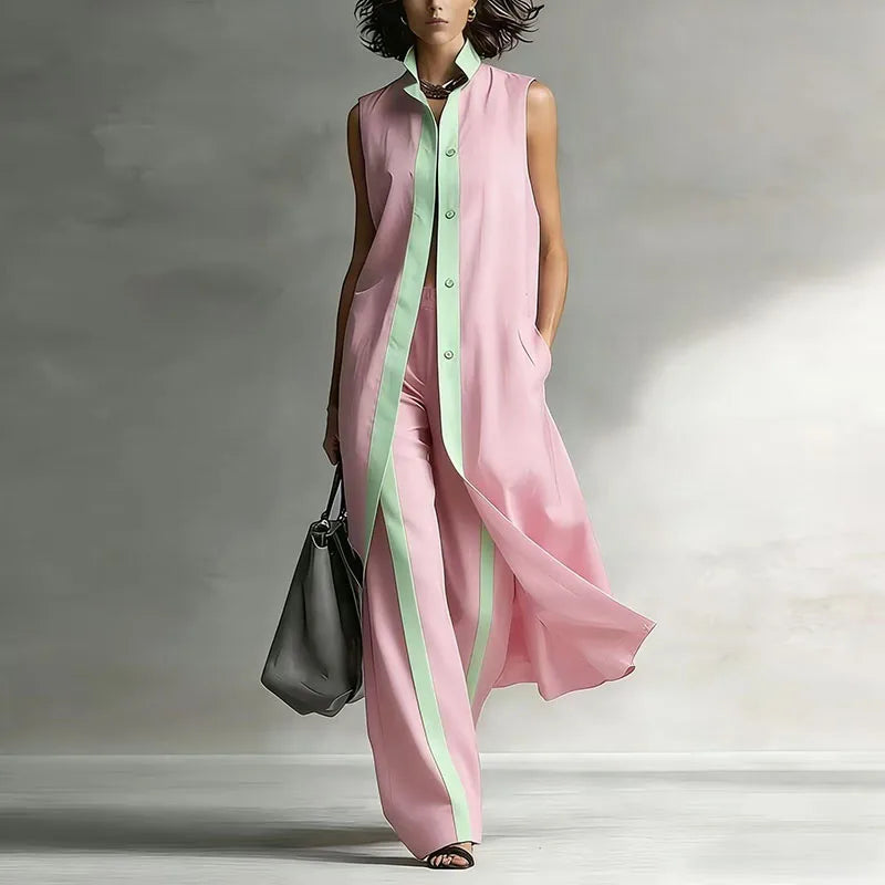 Jenna | Women's Sleeveless Wide Leg Two Piece Set