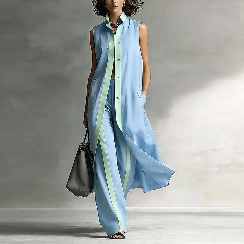 Jenna | Women's Sleeveless Wide Leg Two Piece Set
