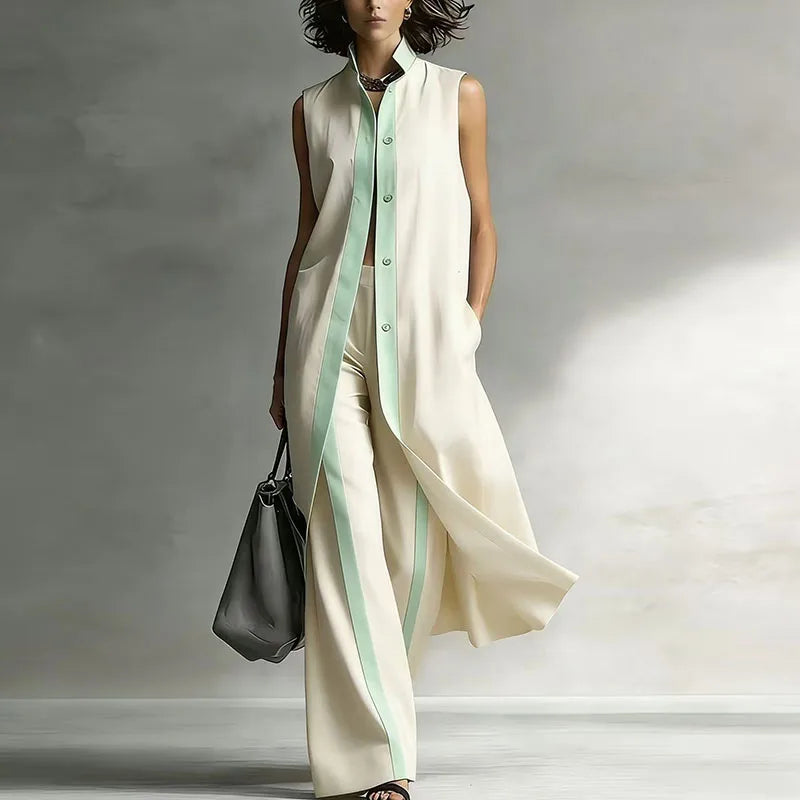 Jenna | Women's Sleeveless Wide Leg Two Piece Set