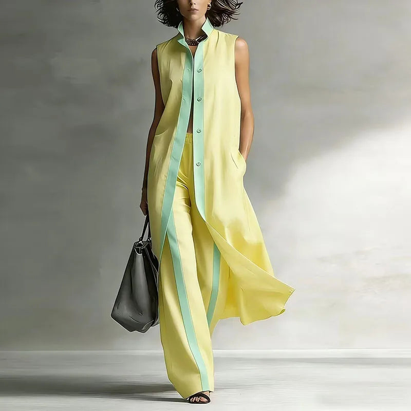 Jenna | Women's Sleeveless Wide Leg Two Piece Set