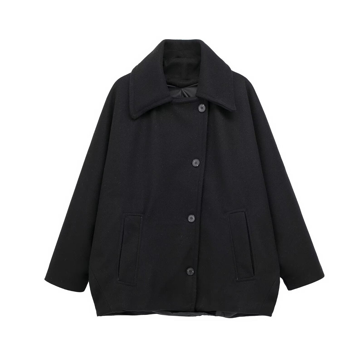 Jessamine double-breasted cape coat, black