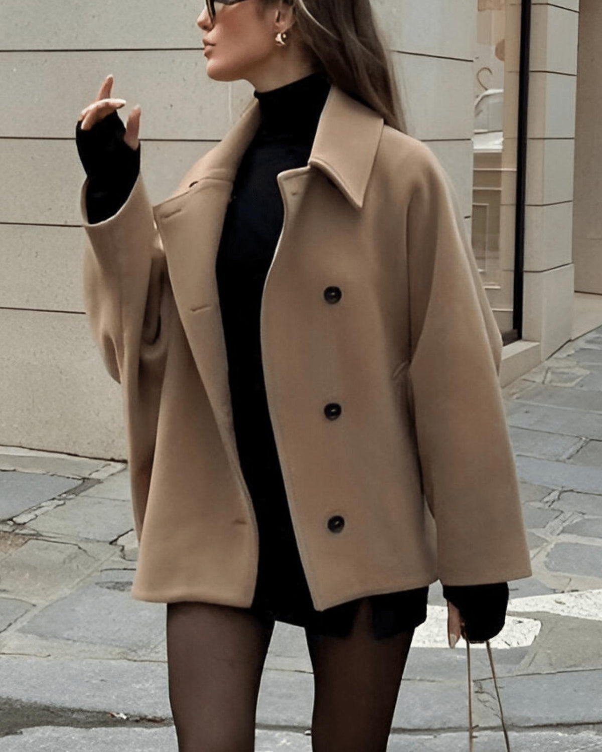 Jessamine double-breasted cape coat, view 3