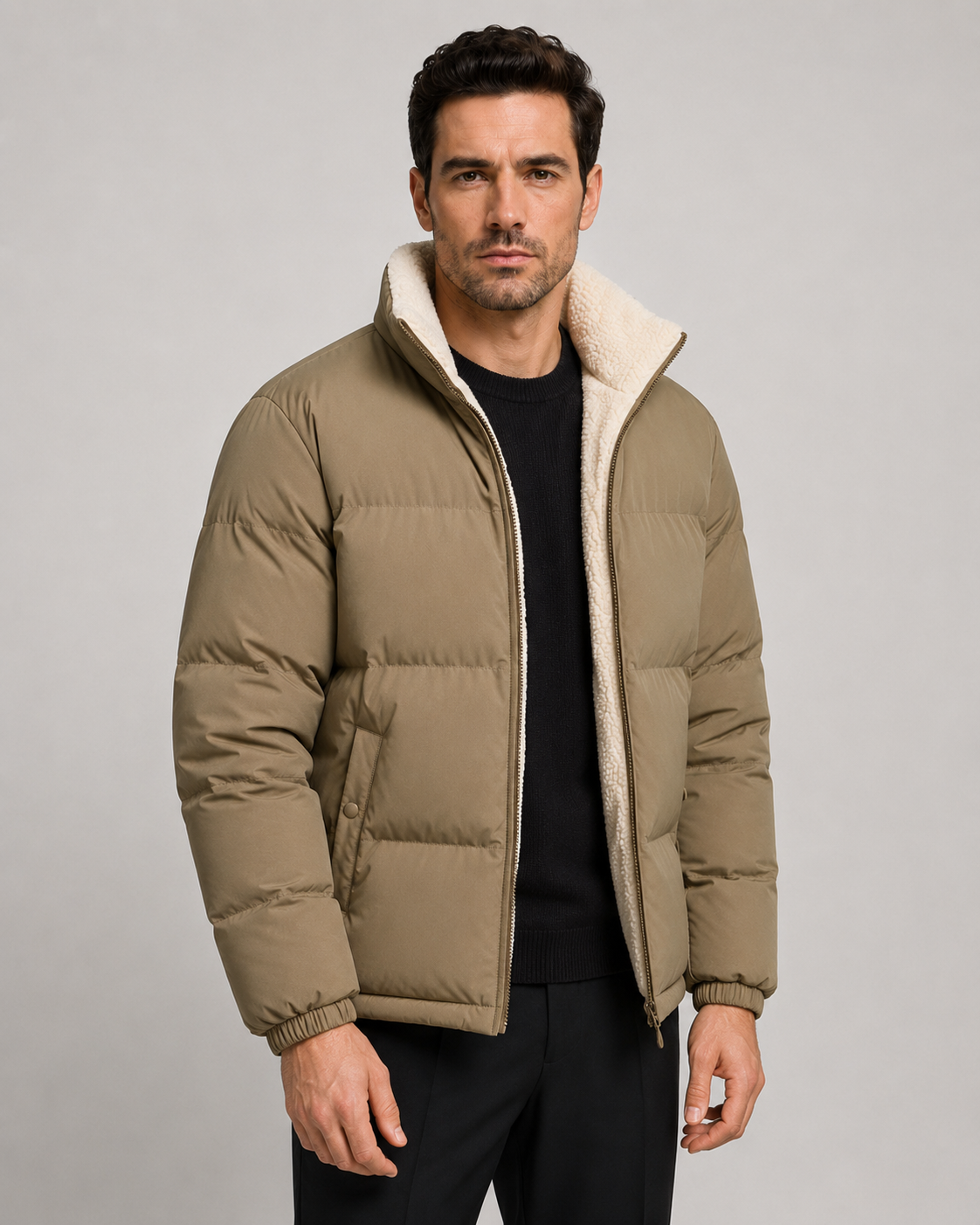 Jonathan reversible sherpa puffer jacket - front view