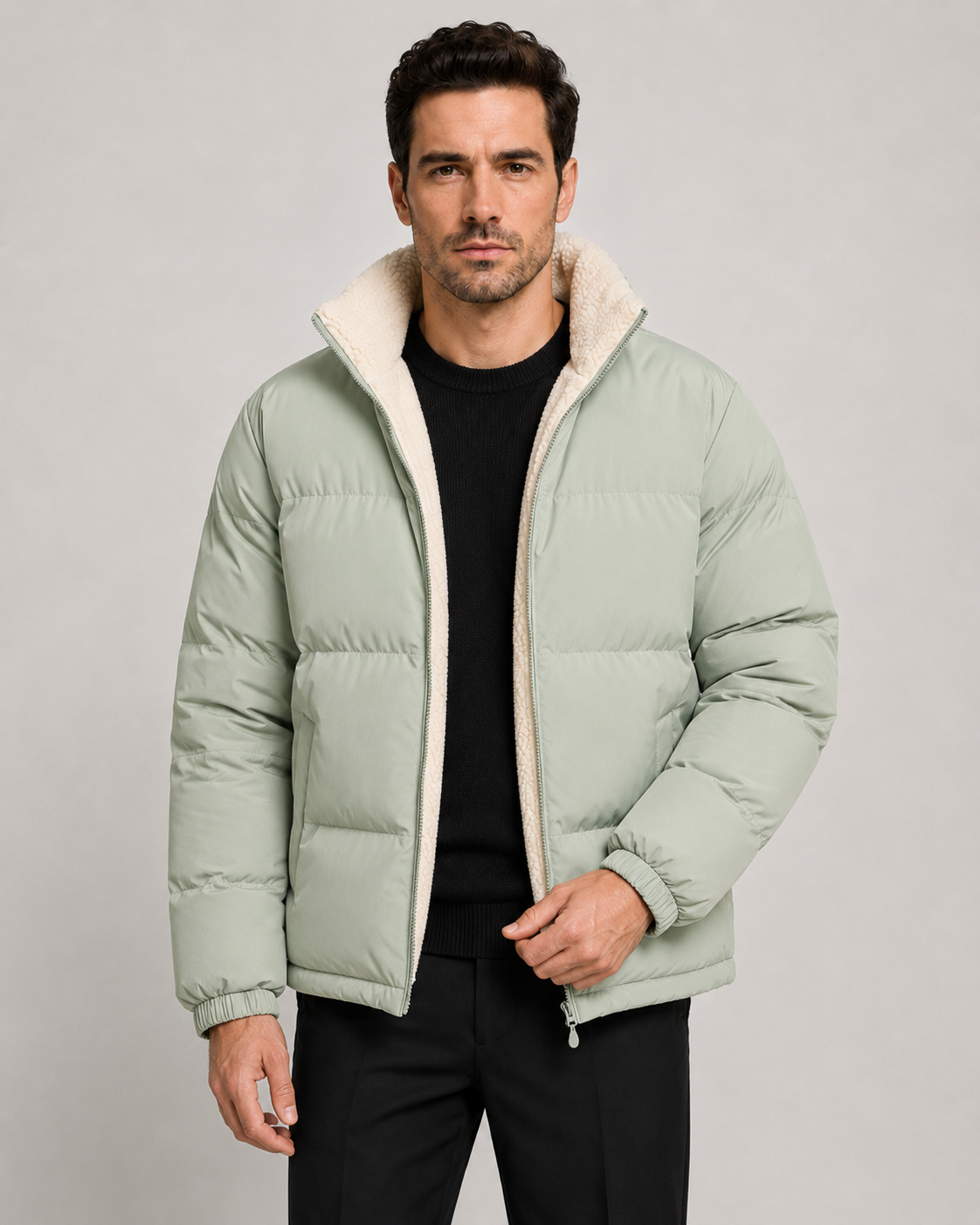 Jonathan reversible sherpa puffer jacket - full look 2