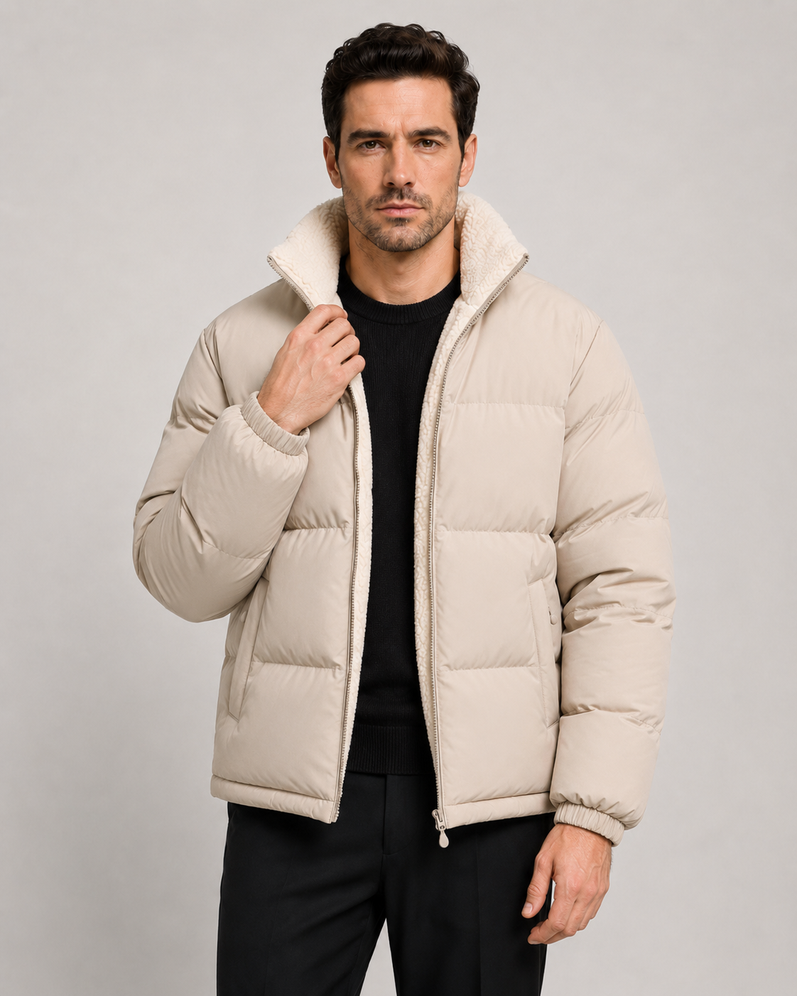 Jonathan reversible sherpa puffer jacket - full look 1