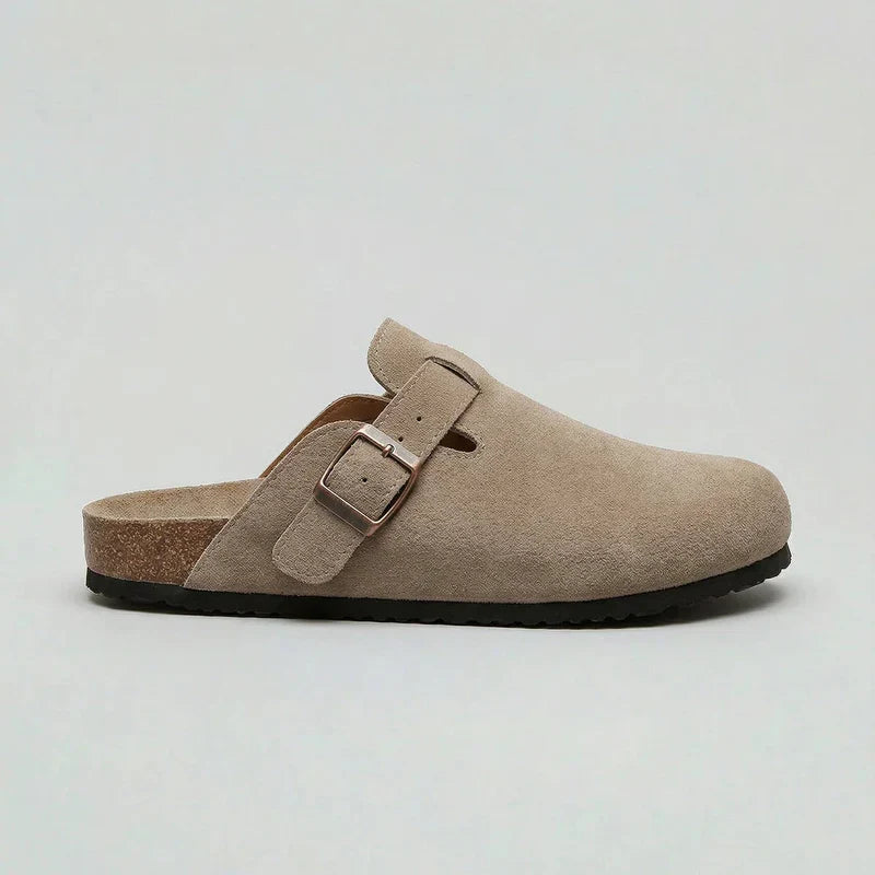 Jordan unisex suede clogs with buckle - front view