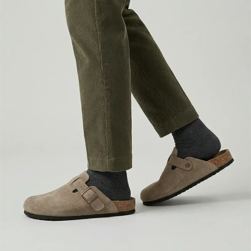 Jordan unisex suede clogs with buckle - side view