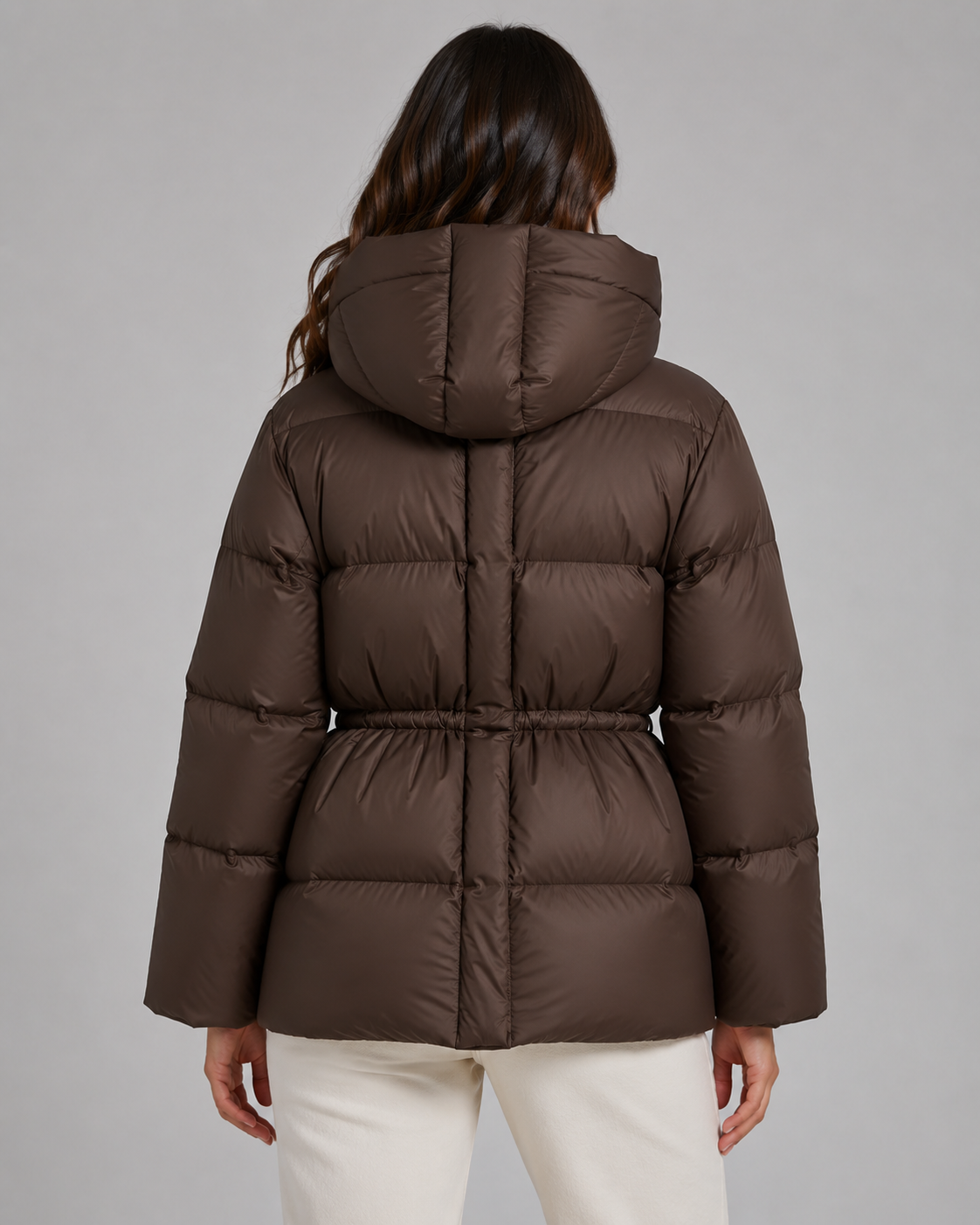 Judith hooded puffer jacket drawstring waist - side view