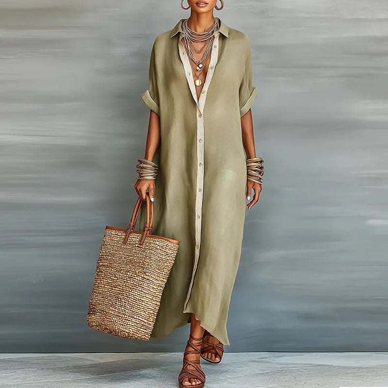 Juliana | Women's Button Front Maxi Shirt Dress