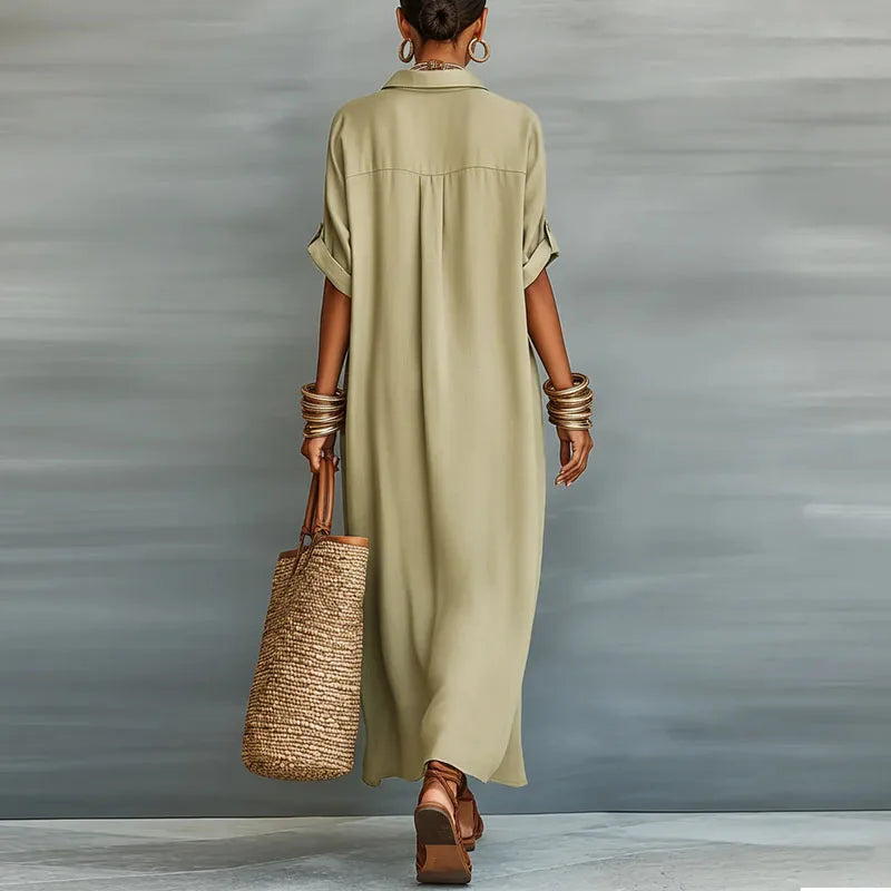 Juliana | Women's Button Front Maxi Shirt Dress