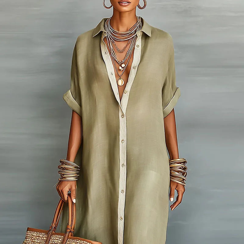 Juliana | Women's Button Front Maxi Shirt Dress
