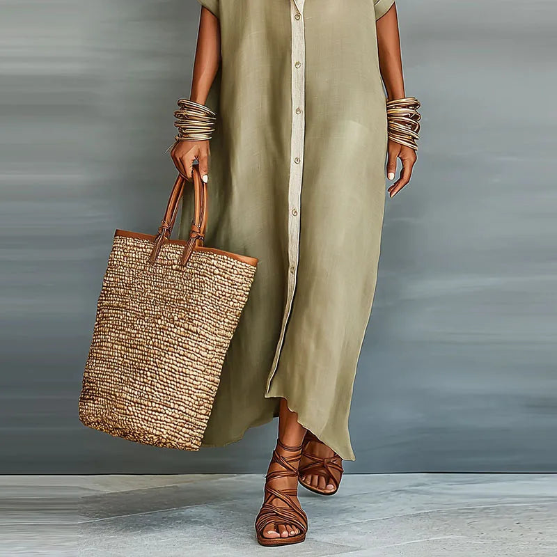 Juliana | Women's Button Front Maxi Shirt Dress