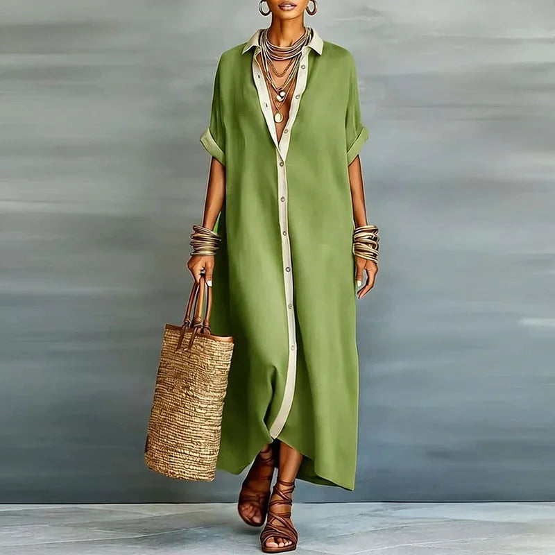 Juliana | Women's Button Front Maxi Shirt Dress