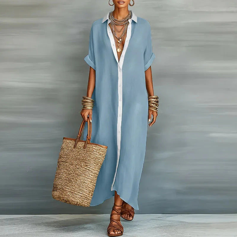 Juliana | Women's Button Front Maxi Shirt Dress