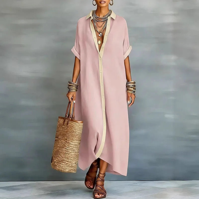 Juliana | Women's Button Front Maxi Shirt Dress