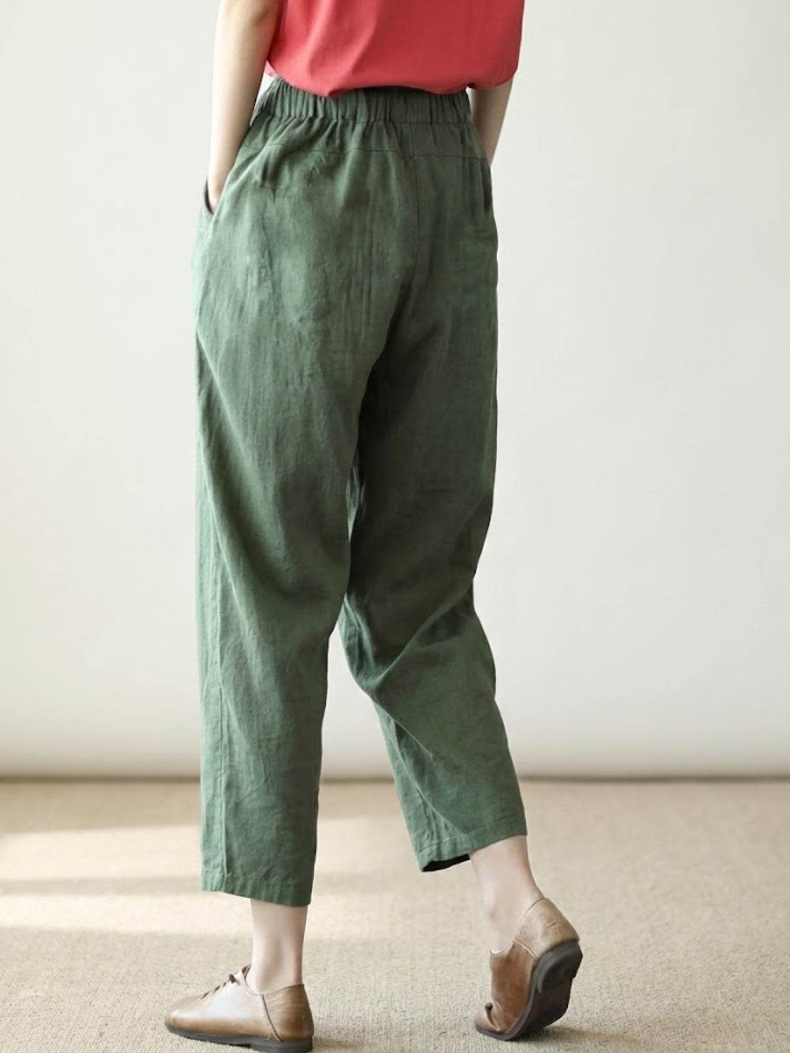 Juliette linen trousers rolled hem - full look 4