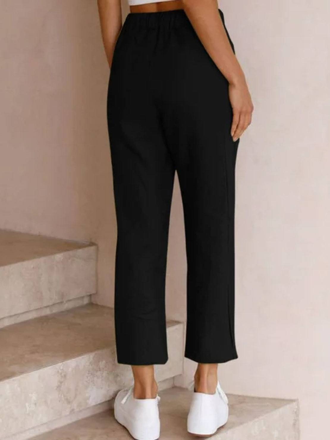 Juliette linen trousers rolled hem - waistband detail