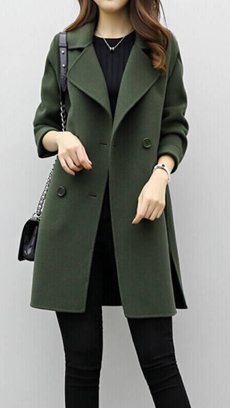 Juniper double-breasted long trench coat, green