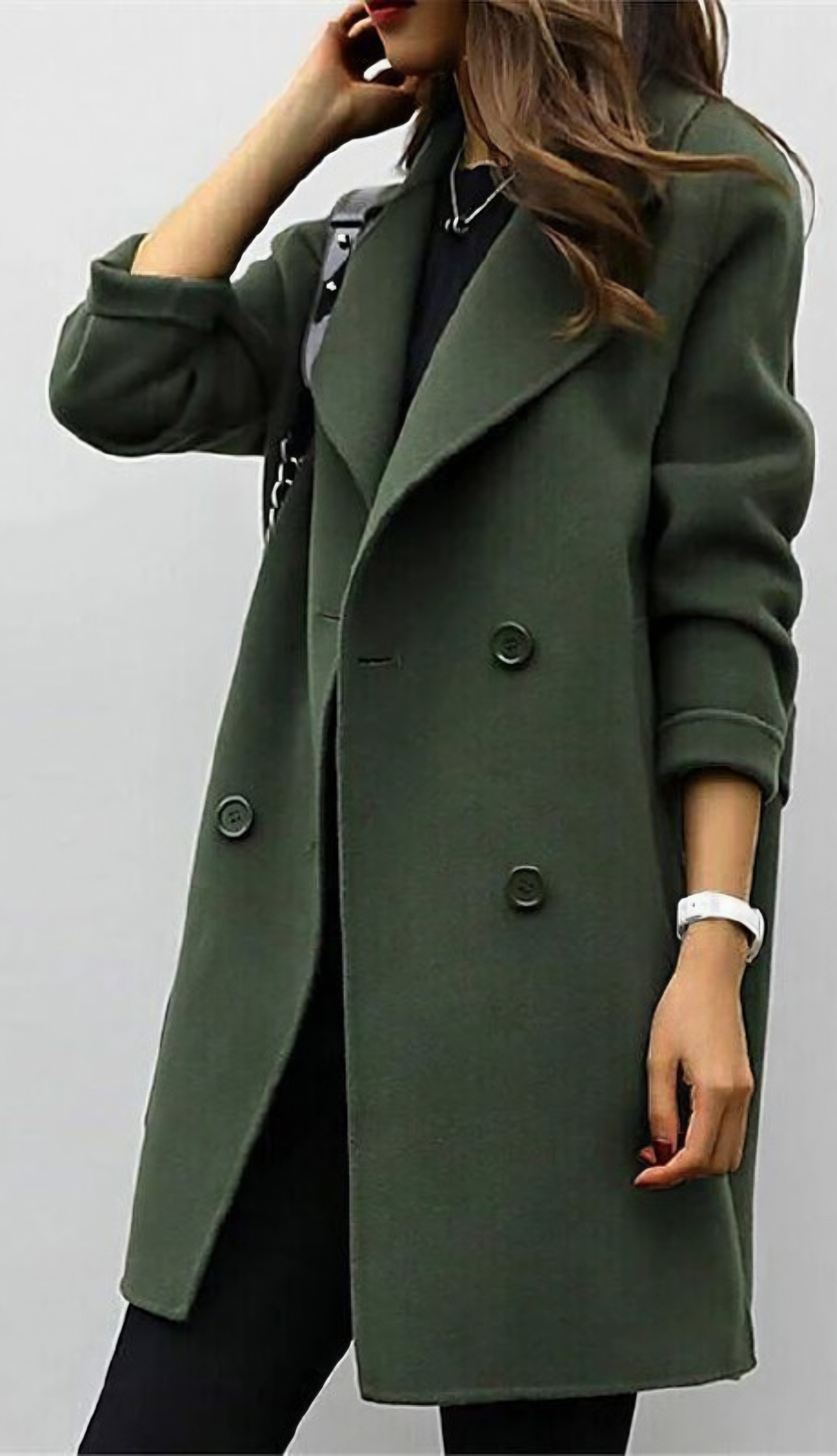 Juniper double-breasted long trench coat, view 2