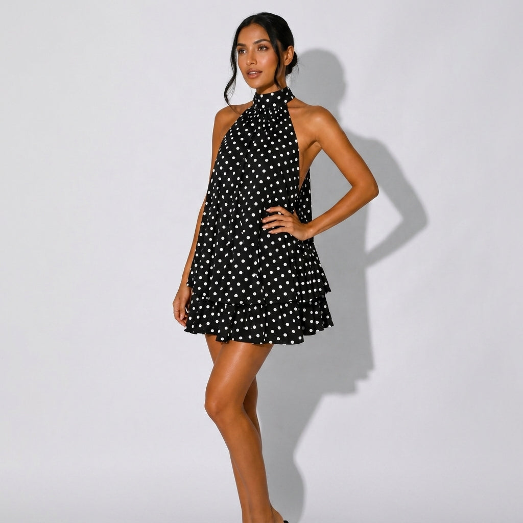 Karolina | Polka Dot Halterneck Mini Dress
