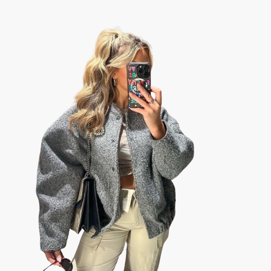 Katherine bomber jacket ribbed trim - side view