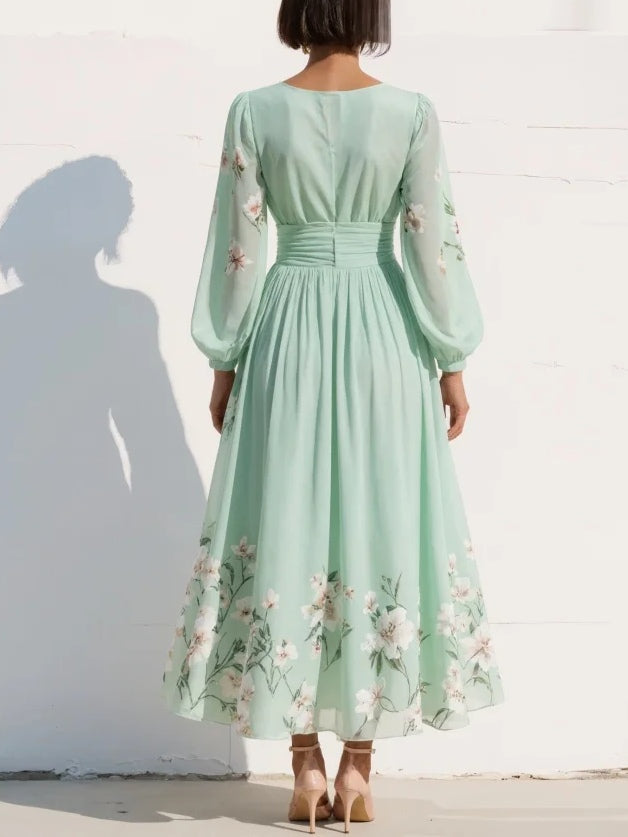 Katrina | Floral V-Neck Midi Dress
