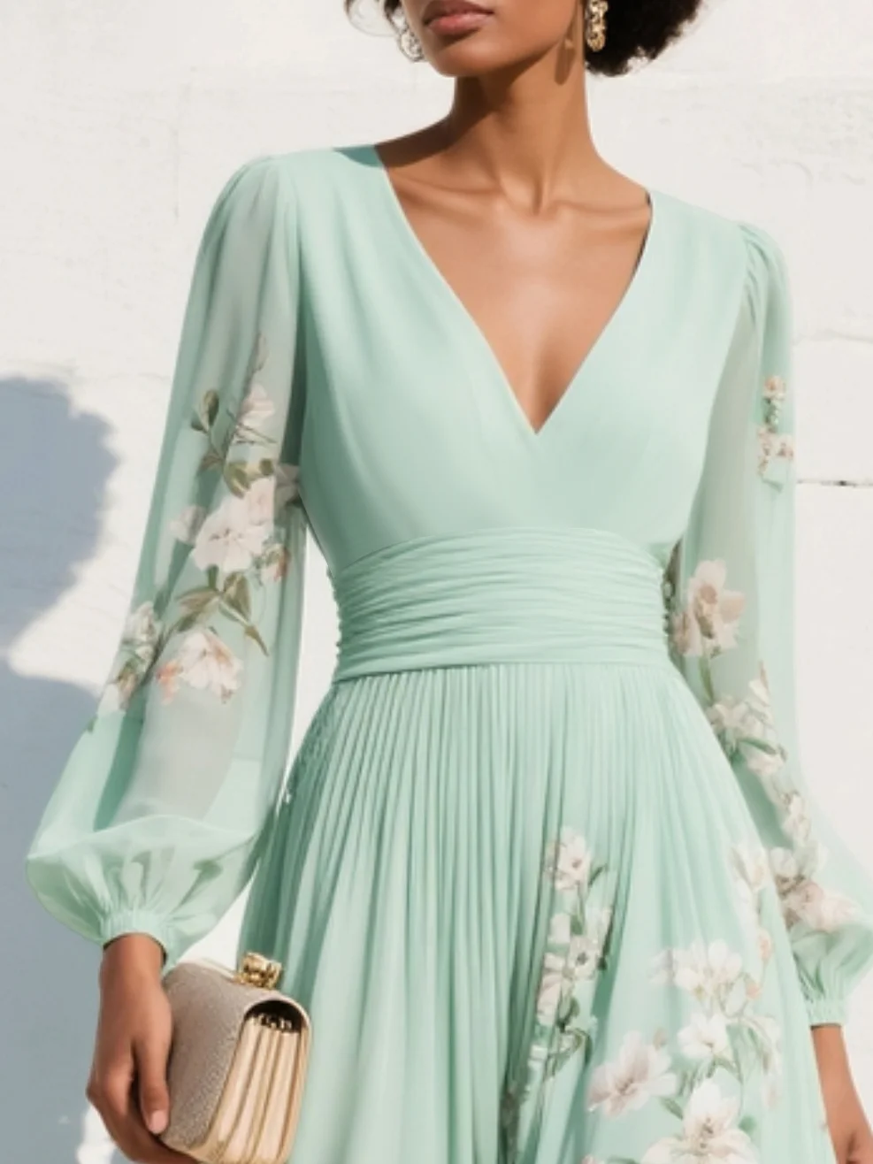 Katrina | Floral V-Neck Midi Dress