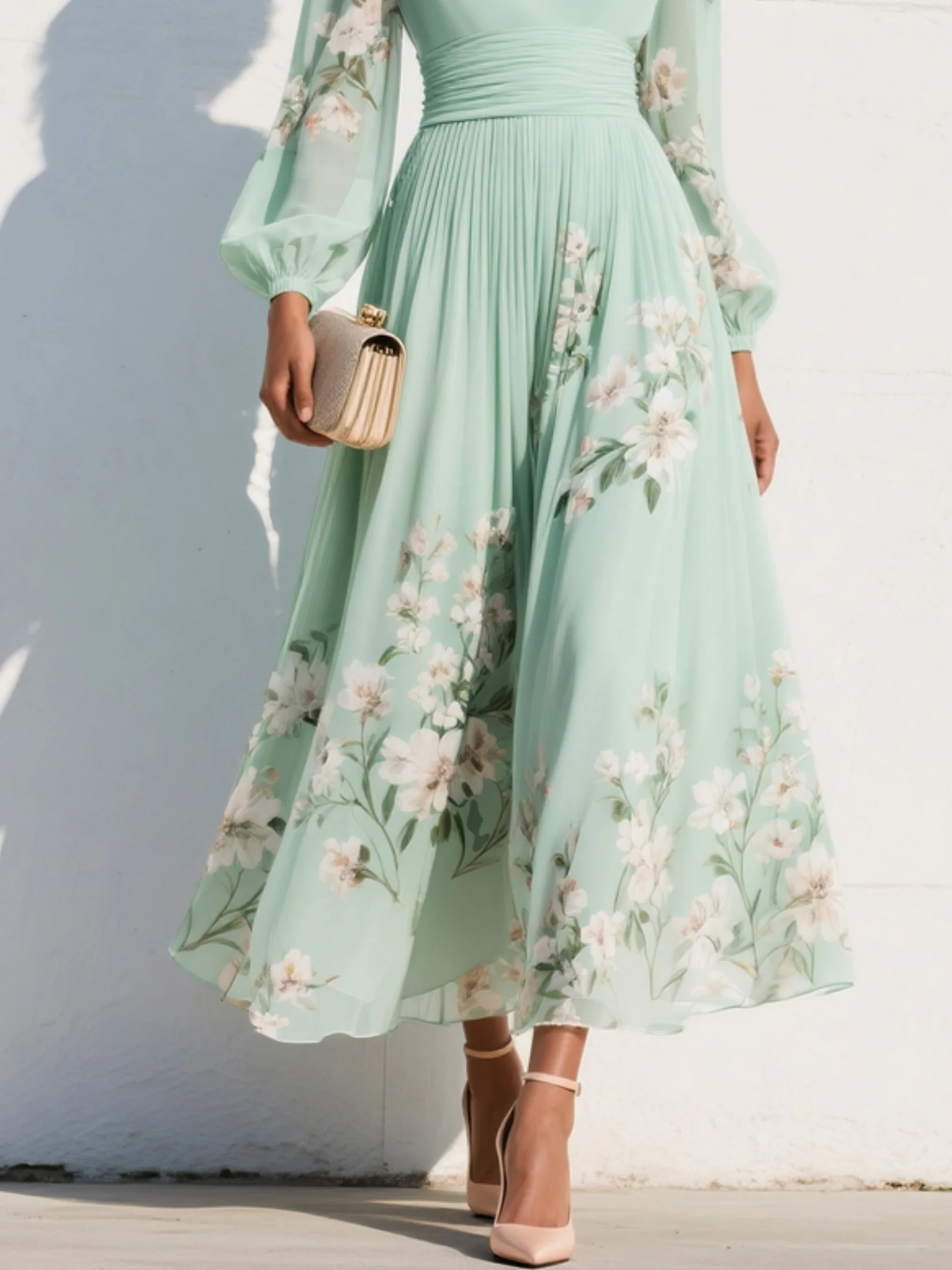 Katrina | Floral V-Neck Midi Dress