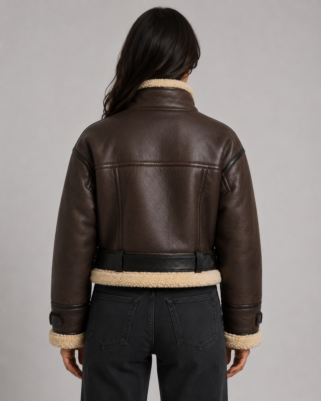 Kelly cropped faux leather aviator jacket - styled outfit 1
