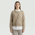 Kerensa wrap knit cardigan with asymmetric buttons, khaki