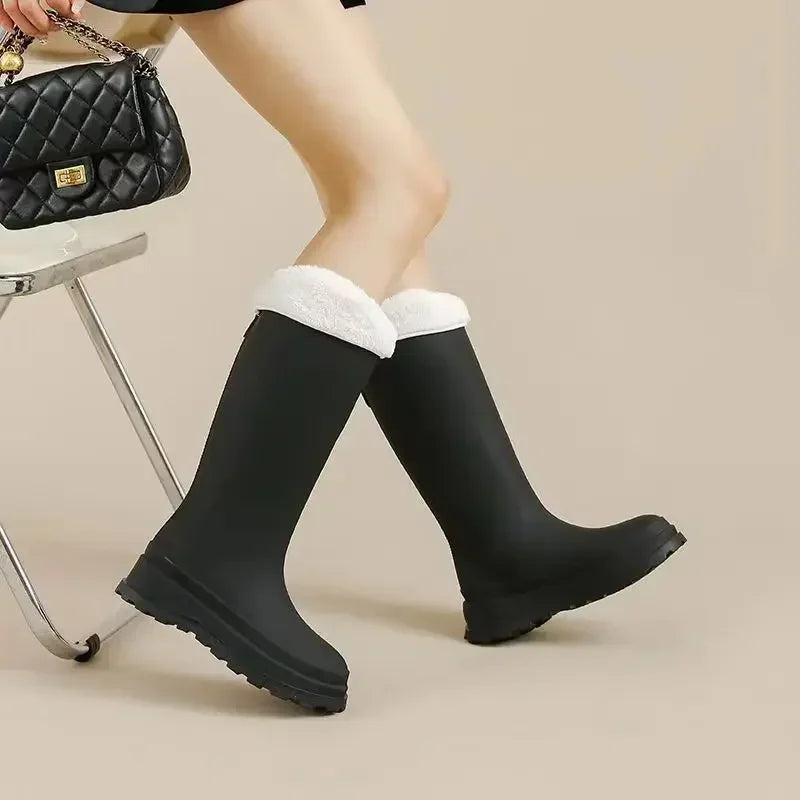 Kestrelle | Plush-Lined Knee-High Rain Boots
