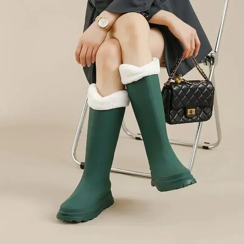 Kestrelle | Plush-Lined Knee-High Rain Boots