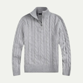 Kevin cable knit half-zip sweater - front view 2