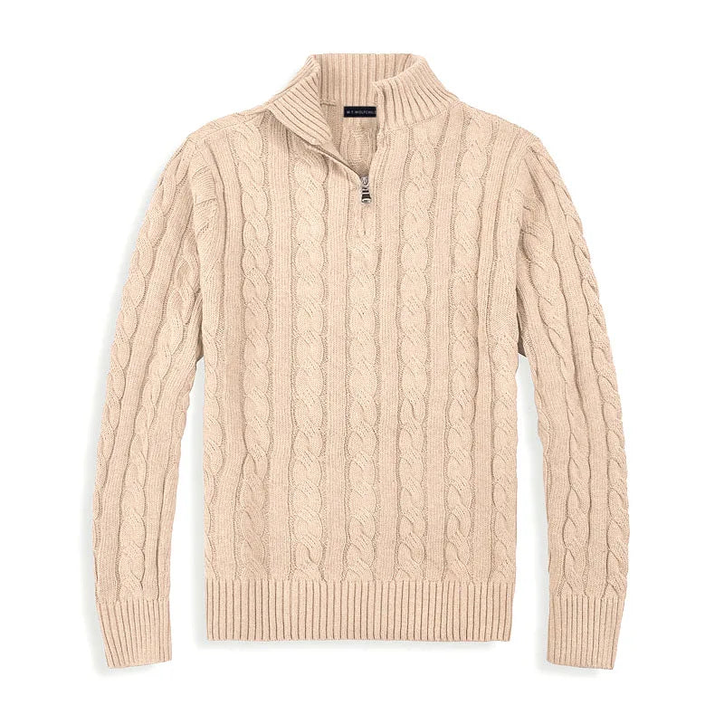 Kevin cable knit half-zip sweater - styled outfit