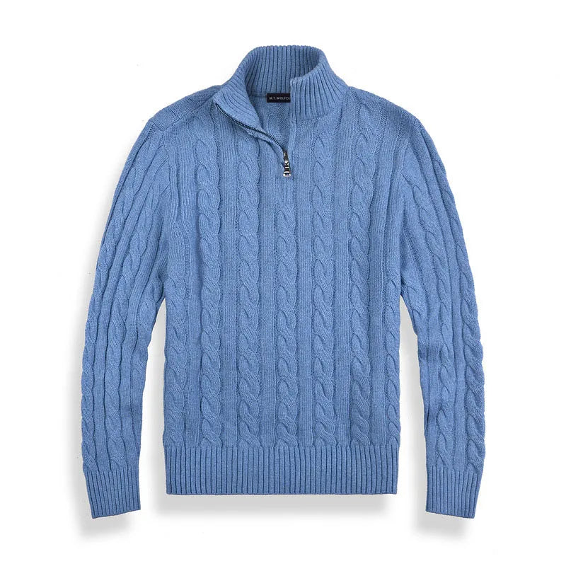 Kevin cable knit half-zip sweater - full look 1