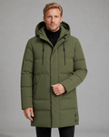 Larry longline hooded puffer coat - front view