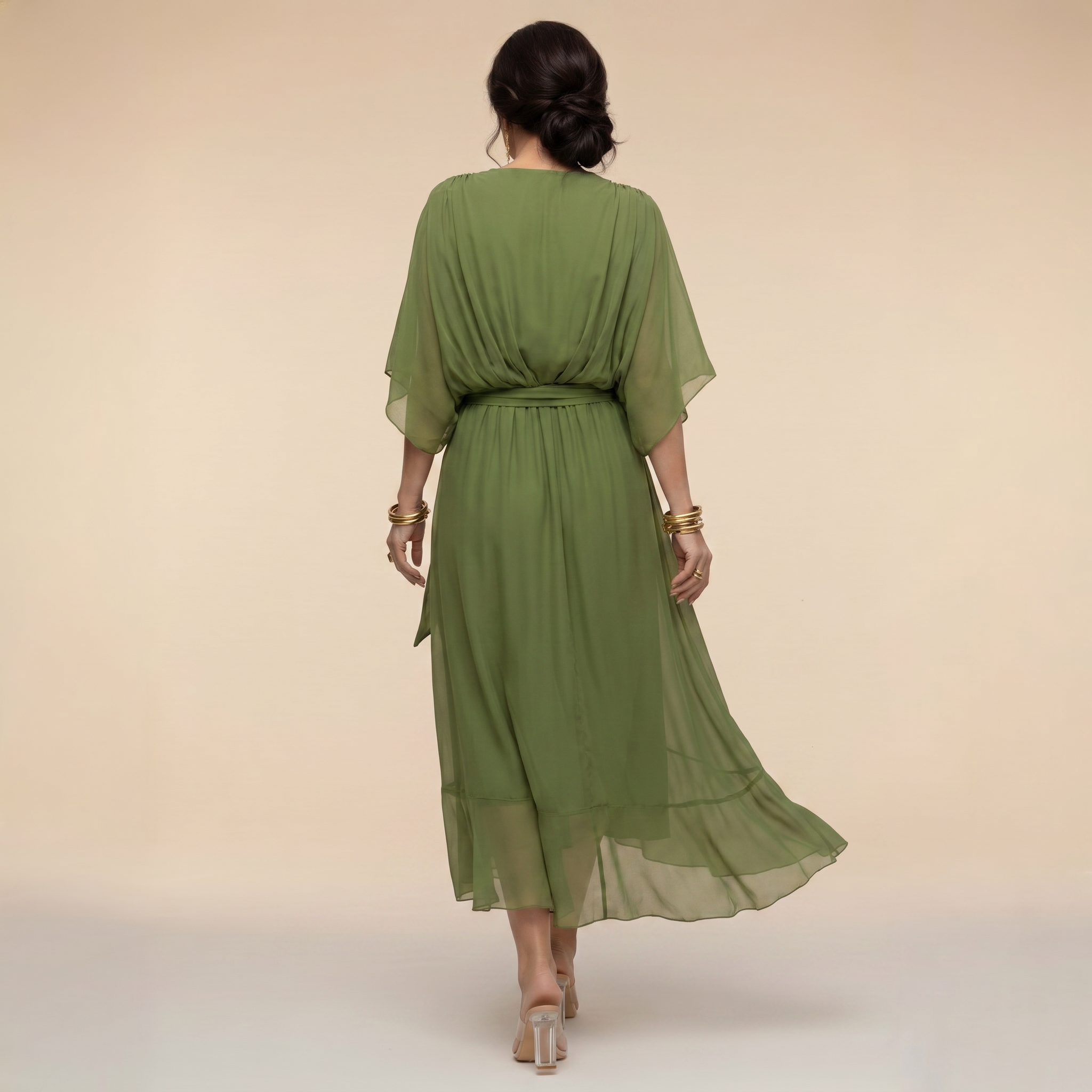 Lauren | Women's V-Neck Wrap Midi Dress