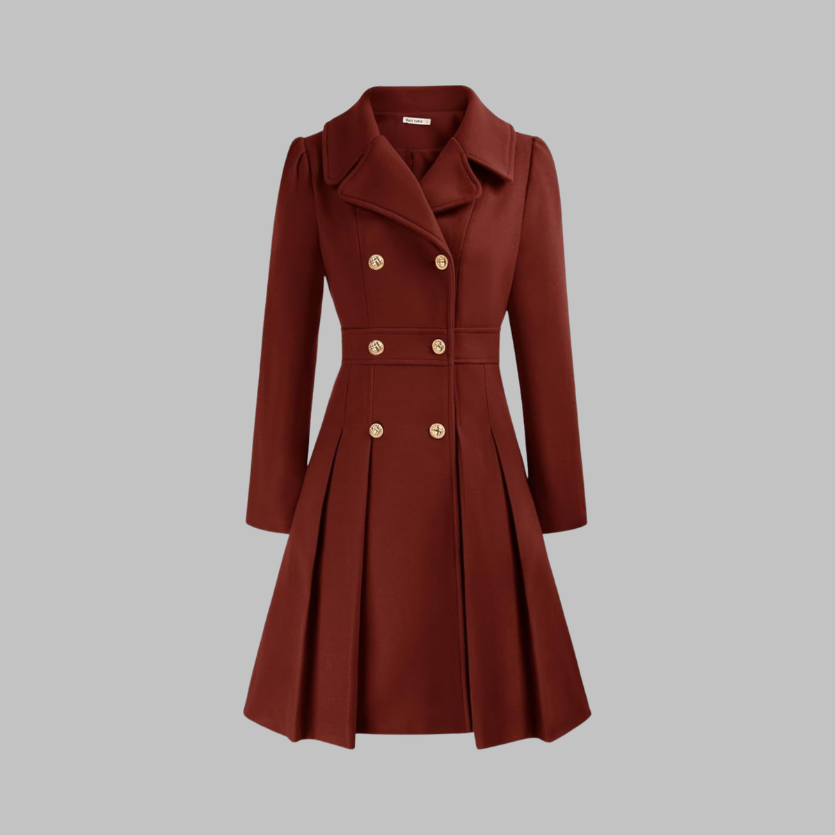 Lavinia double-button long sleeve coat, deep red