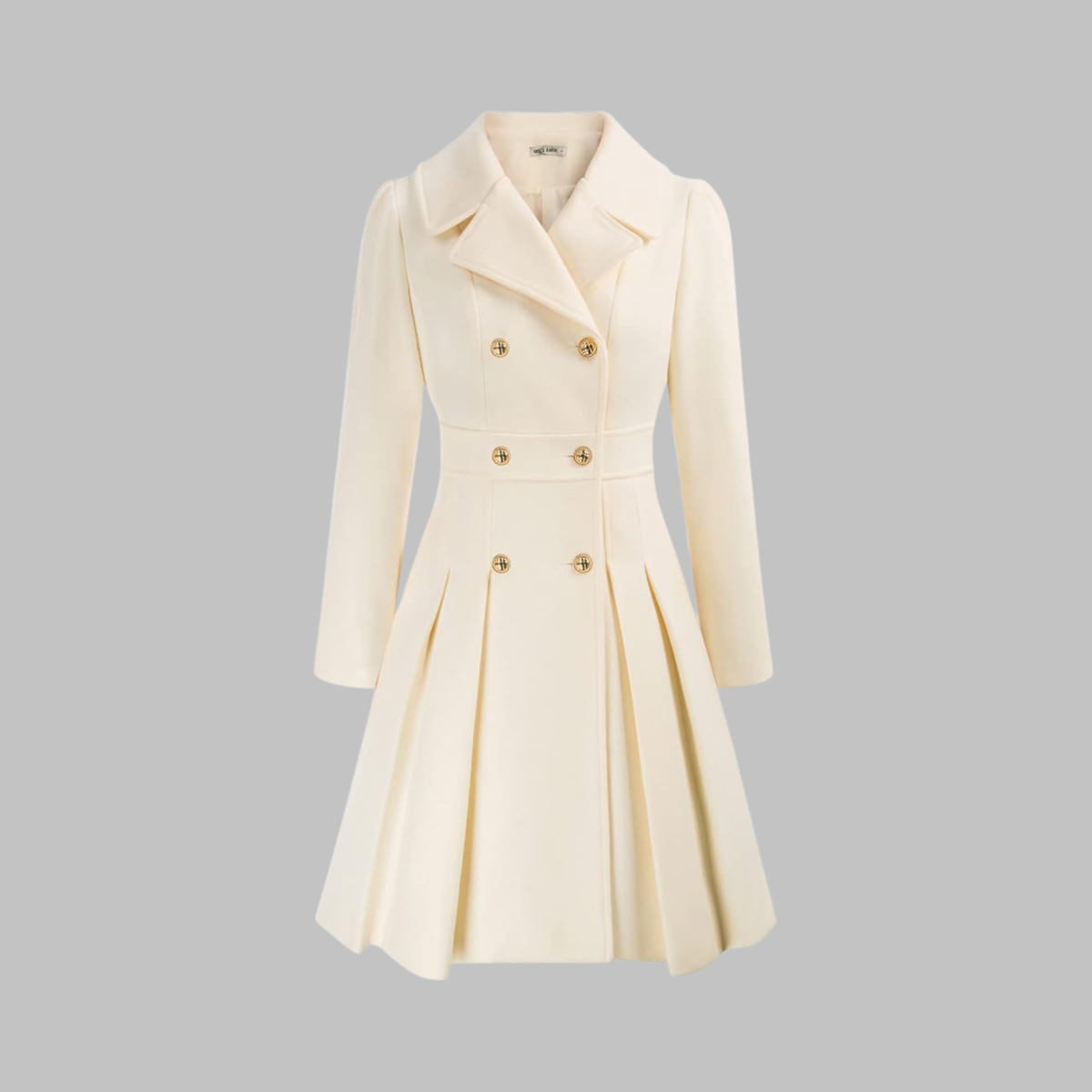 Lavinia double-button long sleeve coat, white