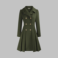 Lavinia double-button long sleeve coat, army green