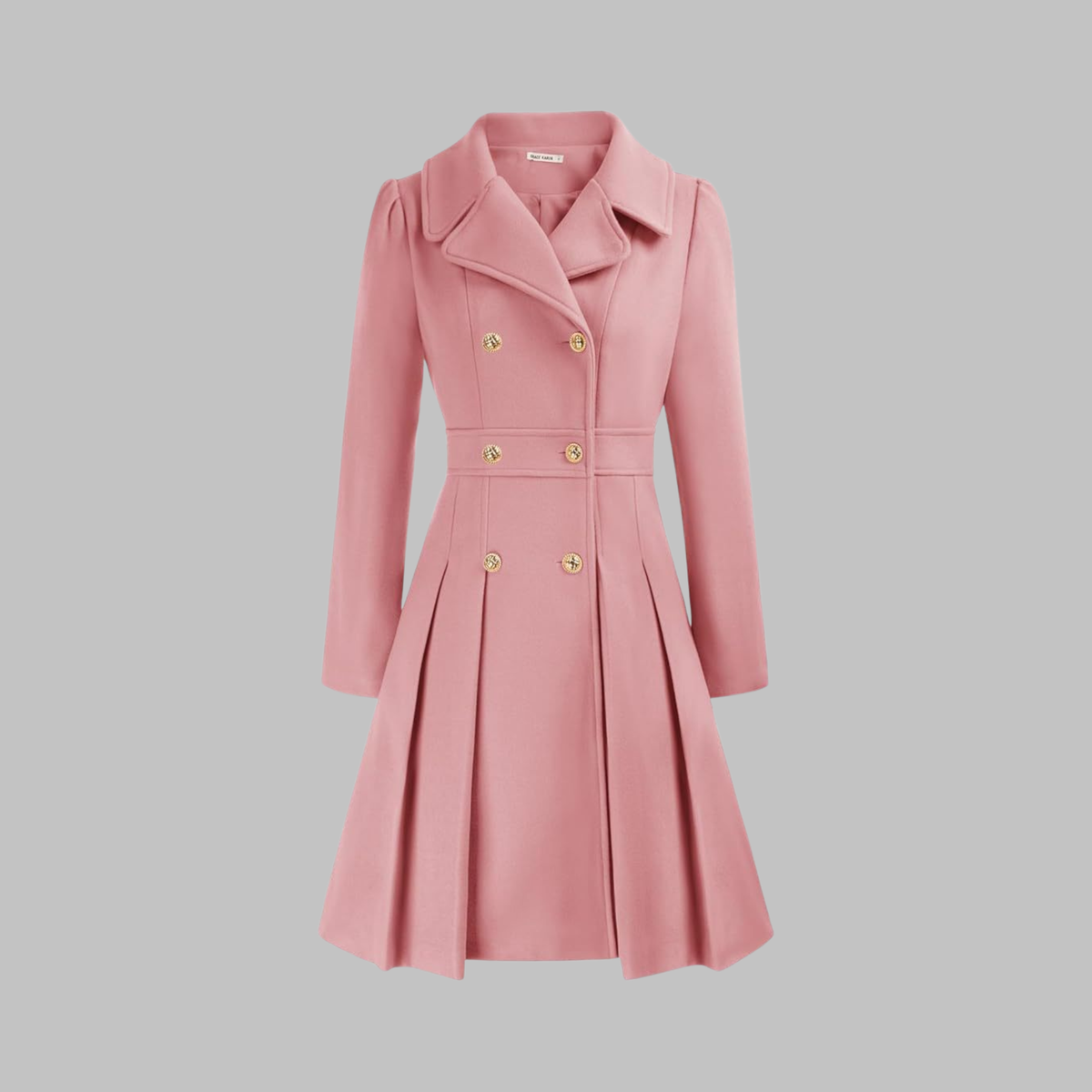 Lavinia double-button long sleeve coat, pink