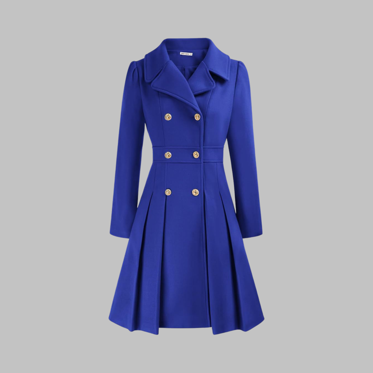 Lavinia double-button long sleeve coat, royal blue