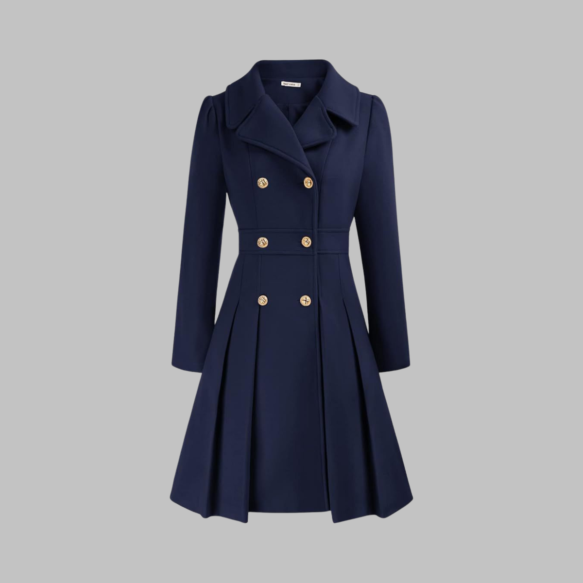 Lavinia double-button long sleeve coat, dark blue