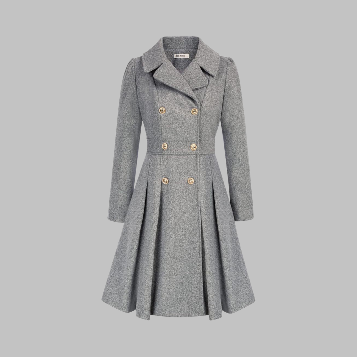 Lavinia double-button long sleeve coat, light gray