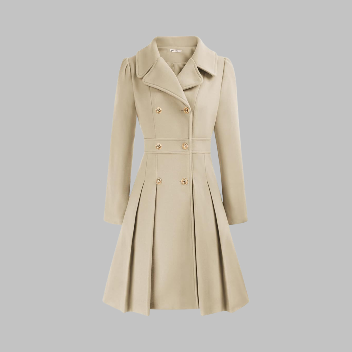 Lavinia double-button long sleeve coat, beige