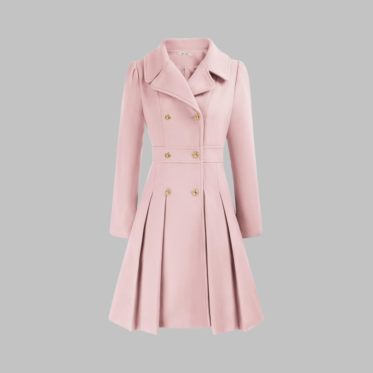 Lavinia double-button long sleeve coat, light pink