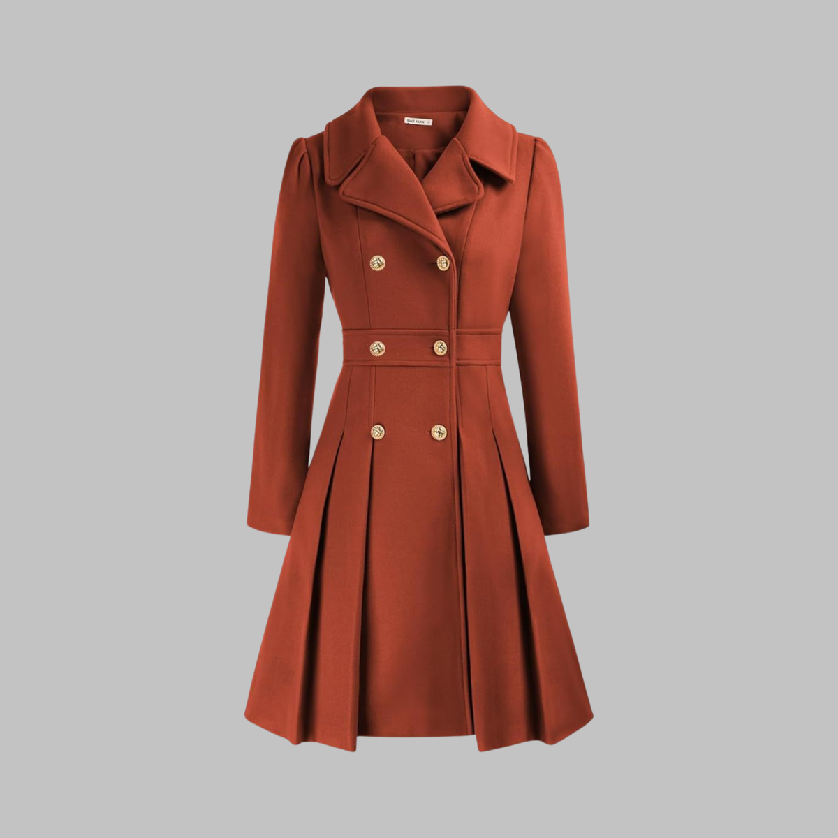 Lavinia double-button long sleeve coat, orange