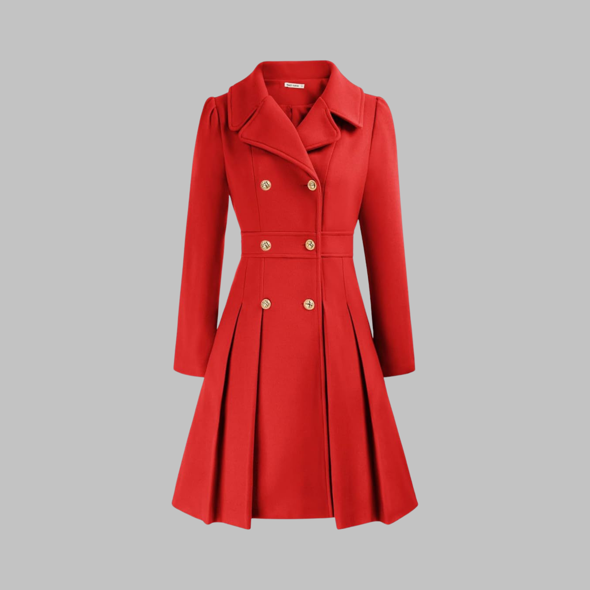 Lavinia double-button long sleeve coat, red